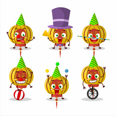 Cartoon character of yellow chinese lamp with various circus shows