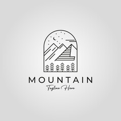 mountain line art logo vector illustration design.