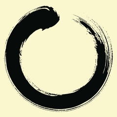 Zen Circle Enso Japanese Art Brush Painting Vector Design Icon Illustration
