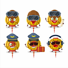 Pilot cartoon mascot yellow chinese lamp with glasses