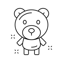 bear character balloon line icon vector illustration