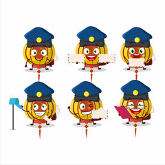A picture of cheerful yellow chinese lamp postman cartoon design concept
