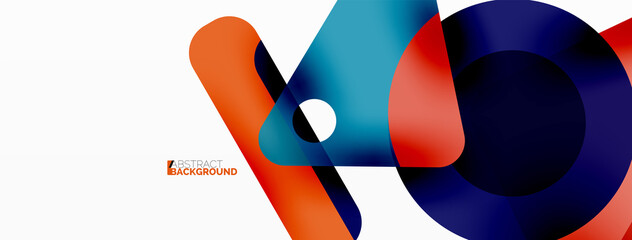 Primitive geometric shapes - line, triangle, square and circle composition. Vector geometric minimal abstract background for wallpaper, banner, background, landing page