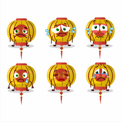 Yellow chinese lamp cartoon character with sad expression