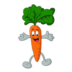 Cheerful Carrot Character Cartoon, Vector Illustration