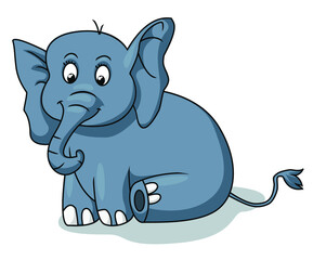 Cute Elephant sitting down Cartoon Character, Vector Illustration
