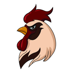 Rooster Mascot Head Cartoon, Vector Illustration