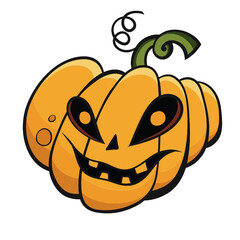 Pumpkin head painting Halloween, vector illustration.