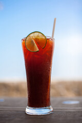 Iced lemon tea drink