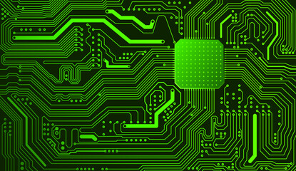 A green vector image of a computer processor