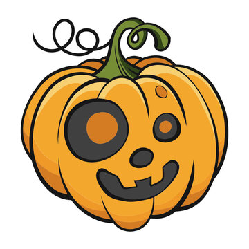 Pumpkin head painting Halloween, vector illustration.