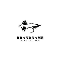 fishing lure logo cartoon design template icon black isolated vector
