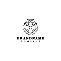 fishing reel logo cartoon design template icon black isolated vector