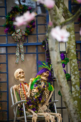 Skeleton - Mardi gras decoration at garden district - new orleans