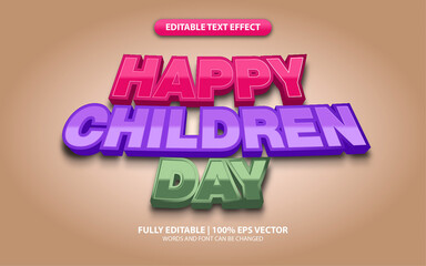 Text Effect 3D Dual Children Day