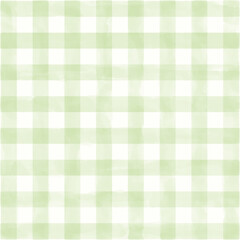 水彩描きの大きなチェック柄(黄緑)