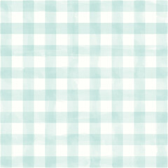 水彩描きの大きなチェック柄(水色)
