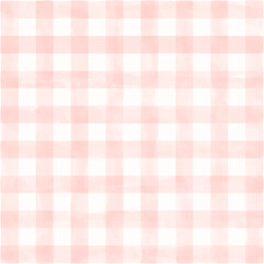水彩描きの大きなチェック柄(ピンク)