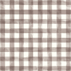 水彩描きの大きなチェック柄(茶色)