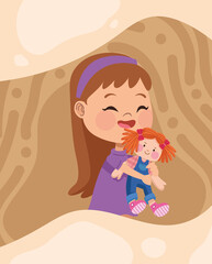 girl playing with doll