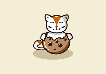 illustration of a cat eating cookies
