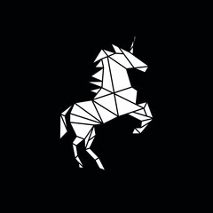 Abstract pegasus horse with polygonal shape logo
