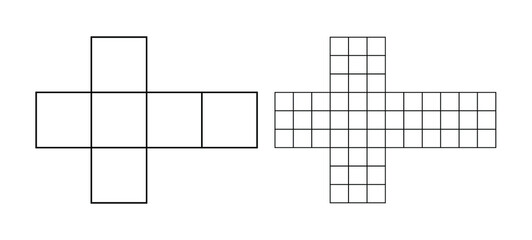 Simple net of cube design vector template. Math education geometry.