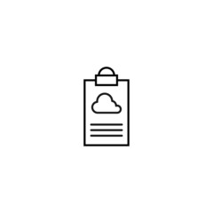 Obraz premium Document on clipboard sign. Vector outline symbol in flat style. Suitable for web sites, banners, books, advertisements etc. Line icon of cloud on clipboard