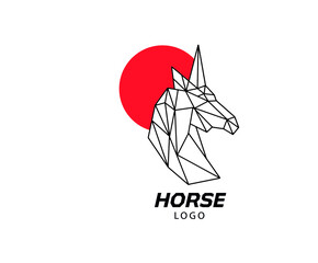 Abstract pegasus horse with polygonal shape logo