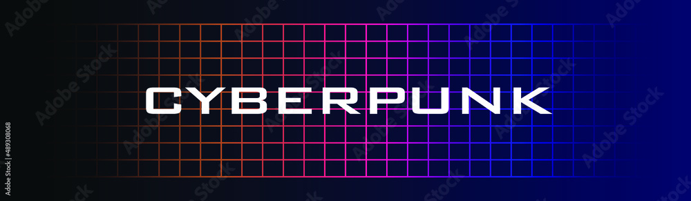 Poster Cyber future sci-fi digital concept banner background template with neon grid element.