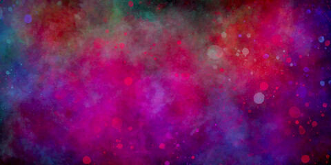 Dark pink abstract watercolor background with blots and splash with paper texture. Dark pink paper texture water color painted illustration. galaxy background with colorful nebula clouds.
