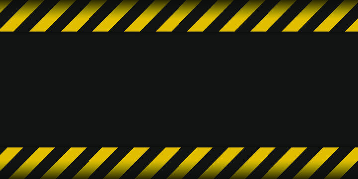 Warning striped line black and yellow background design template with empty black blank space. Construction cross safety sign banner. 