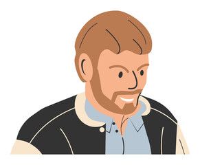 Young Man with Beard in T-Shirt.