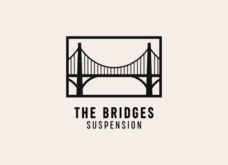 Modern bridge construction logo Design Vector Illustration. 