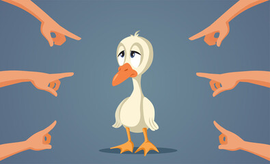 Ugly Duckling Bullying Concept Vector Cartoon Illustration - obrazy, fototapety, plakaty