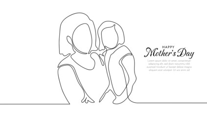 Happy Mother's Day handwritten lettering. Continuous line drawing text design. Vector illustration