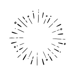 Obraz premium Line doodle ray, sparkle, sunburst. Hand drawn sketch style sunshine, starburst. Vector illustration.