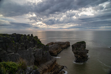 sunset over the sea from the cliff