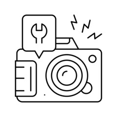 photo camera repair line icon vector illustration