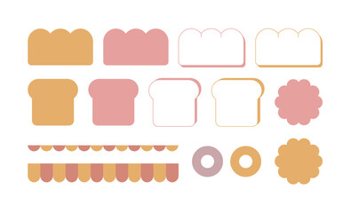 Cute concept bread, bakery illustration deco icon, frame set.