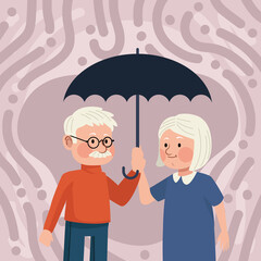 old couple and umbrella
