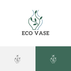 Green Eco Vase Jar Plant Flower Abstract Logo