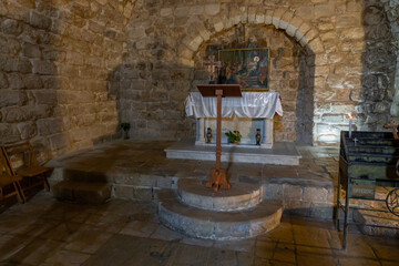 The main altar in the church - synagogue in Nazareth, northern Israel