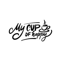 Hand draw typographic poster, greeting card or print invitation with tea or coffee phrase in it. Vector calligraphy quote with tea or coffee . Black ink on white isolated background