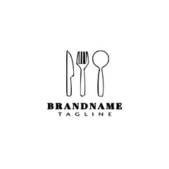 knife spoon and fork logo icon design template black isolated vector illustration