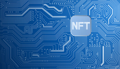 Blue vector graphics of the NFT technology concept