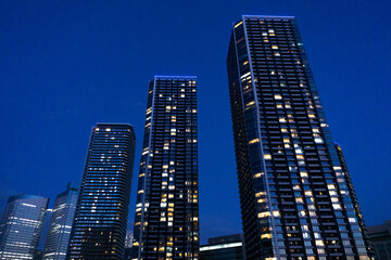 Fototapeta na wymiar Night view of high-rise condominiums in Tokyo, Japan_46
