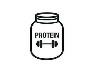 Protein icon or flat illustration. Whey protein bottle icon vector. Design Template of Whey Protein