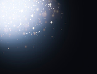 beam of bright light with bokeh on black background