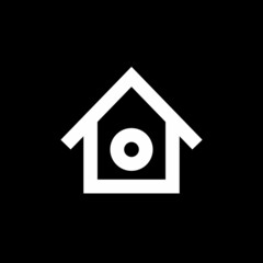 House logo. Simple design with white house on black background